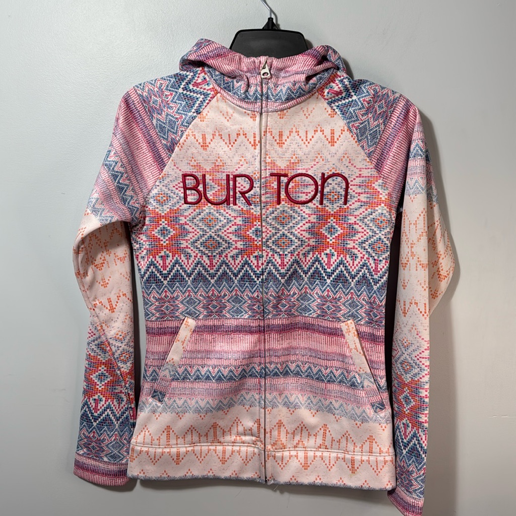 Burton Sweatshirt Multicolor Zip Front Hooded Fleece Lined Snowboard Sz Xs Euc — image 2 of 8